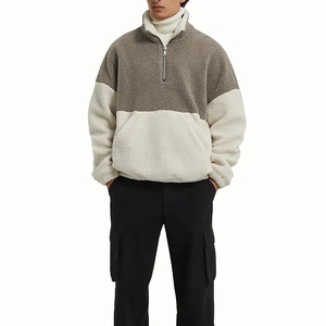 เสื้อสเวตเชิ้ตผู้ชายคุณภาพสูง 100% ผ้าฝ้าย ซิป ¼  สำหรับฤดูหนาว พร้อมโลโก้ปักแบบกำหนดเอง ทรงโอเวอร์ไซส์ ผ้าหนา - Product Image 4