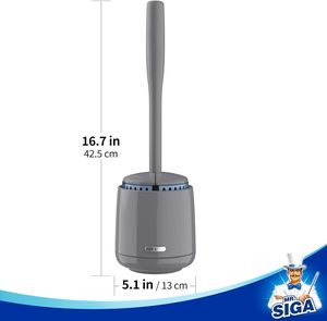MR.SIGA Toilet Bowl Brush and <b>Holder</b>, Sturdy Long Handle, Gray, 1 Pack - Product Image 5
