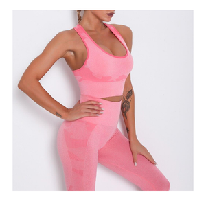 2024 personnalisé actif Gym Fitness porter ensemble 2 pièces sport Yoga costume taille haute respirant solide motif léger Yoga ensembles - Product Image 4