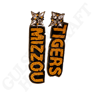 Missouri Tigers Collegiate Game Day Fabriqué à la main Noir Orange Perlé Boucles d'oreilles Fans de sport Talonnage Bijoux Mode - Product Image 1