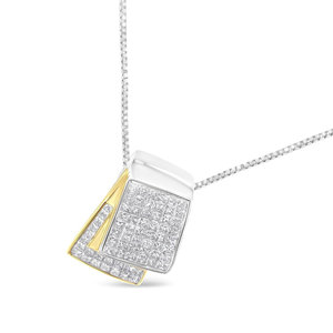 Collana con Diamante Taglio Principessa 2.0 in Oro Bianco e Giallo 14K - Product Image 5