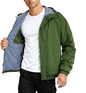 Veste Softshell en polaire imperméable et coupe-vent pour homme avec capuche amovible, veste bomber réversible coupe-vent - Product Image 1