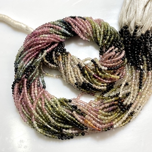 Cuentas lisas de forma redonda multiturmalina de 2mm al por mayor, cuentas lisas de piedras preciosas naturales para manualidades para proyectos de joyería DIY - Product Image 1