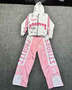 Personalizado 100% algodón de peso pesado Vintage Sweatsuit lavado ácido desgastado DTG estampado acampanado pantalones de chándal y Sudadera con capucha conjuntos de dos piezas - Product Image 2