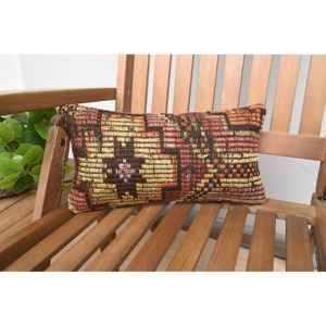 Oreiller Patchwork Kilim en laine brune 8x16 pouces oreiller d'accent rustique de luxe Floral Vintage moelleux imprimé matériel de literie en soie tissée - Product Image 1