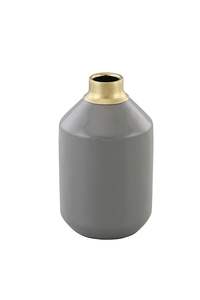 Grand vase vintage gris pour décoration intérieure et extérieure rond fait à la main en métal Vases anciens pour décoration - Product Image 2