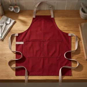 Delantal Simple sin Mangas de Lona Amarillo Mostaza con Bolsillos, Lavable a Máquina, para Cocinar y Uso Diario - Product Image 3