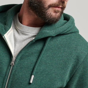 Sweat à capuche pour hommes en coton mélangé à fermeture éclair/Sweat à capuche en coton à manches longues pour hommes à fermeture éclair - Product Image 3