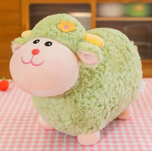 Adorable mouton en peluche douce de 35cm avec fleur sur la tête pour décor de chambre à coucher ou cadeaux d'anniversaire Produit de nouveauté - Product Image 3