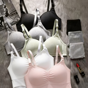 Thin cotton underwear set for students, breathable, with underwire cups, shaping, support, and preventing sagging - Product Image 2