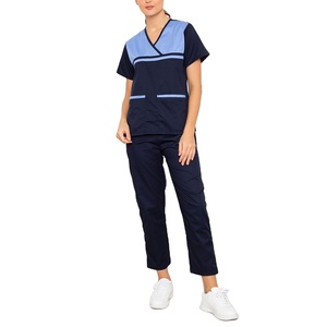 Tenues d'hôpital unisexes extensibles en polyester, ensembles de blouses médicales au design moderne, uniformes d'infirmière élégants en tricot - Product Image 1