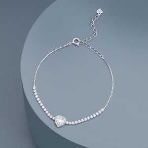 Bracelet à breloques en forme de cœur plaqué rhodium - Argent 92,5 - Product Image 6