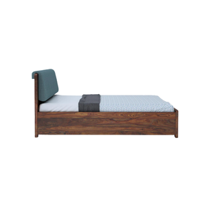 Cama de Plataforma Contemporánea de Madera de Teca Maciza con Almacenamiento, Cabecera Acolchada Delgada y Estructura Moderna y Resistente - Product Image 4