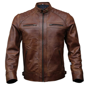 Chaqueta de cuero con cuello levantado para hombre superventas temporada de invierno uso al aire libre varios colores disponibles a granel precio al por mayor - Product Image 4