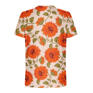 T-shirt à manches courtes pour homme, imprimé tournesol, coupe classique, col rond, en coton tricoté, motif floral - Product Image 4