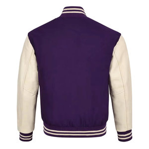 Col rond bouton couvert poche élégante respirant poids lourd look élégant 100% coton varsity veste pour femmes - Product Image 2