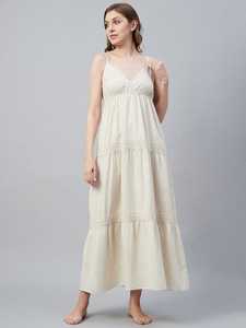 2025 Venta caliente largo blanco Maxi para mujeres bohemio señoras ajuste holgado 100% tela de algodón sin espalda escalonado encaje Floral señoras vestido - Product Image 6