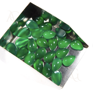 Natural verde ónix peras pera cabujón verde semi suelta piedra preciosa joyería de plata fabricación 8x10mm al por mayor - Product Image 1