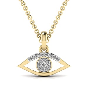 Colgante de oro con diamante de corte redondo en forma de ojo, 0.10 Ct, color E-F, VVS-VS, diamante cultivado en laboratorio, en oro de 14K, para uso diario, regalo. - Product Image 2