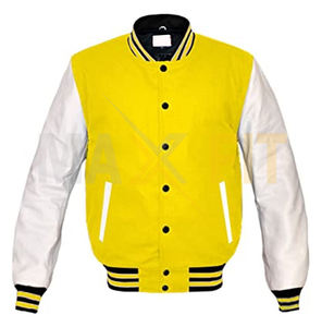 Chaquetas de lana para hombre de buena calidad 2025 manga de cuero blanco genuino Letterman College Varsity de MAXFIT ENTERPRISES - Product Image 1
