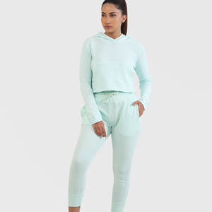 Sweat à capuche sans fil Logo personnalisé Hoodies et pantalons de survêtement Ensemble de jogging Femme, femme Survêtement 2 Ensemble deux pièces Pantalon de survêtement et ensemble à capuche, w - Product Image 1