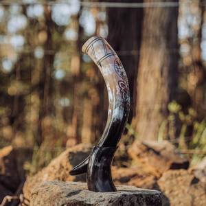 100% tasse de corne à boire Viking en céramique naturelle meilleure qualité pour le vin bière eau cadeaux d'affaires prix compétitif de l'inde - Product Image 2