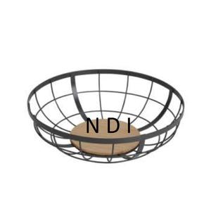 Cesta de Almacenamiento de Frutas y Verduras de Alambre Metálico con Diseño Exclusivo en Acabado de Recubrimiento en Polvo Negro en Forma Redondeada para Hoteles. - Product Image 1