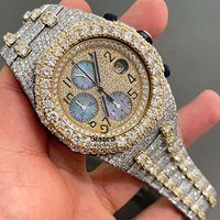 Montre chronographe automatique pour homme de haute qualité avec moissanite, design personnalisé, verre cristal taille brillant, clarté VVS, étincelante