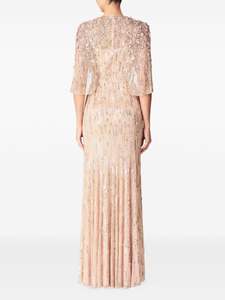 Robe de soirée de luxe, robe de bal, épaules dénudées, sans manches, broderie de perles et de paillettes, motif floral, coupe trapèze, longueur maxi, écologique - Product Image 6