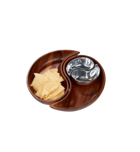 Plat de service vintage en bois pour chips et trempette, plateau de fête moderne du milieu du siècle, décoration de maison de plage - Product Image 6