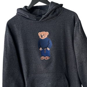Sudadera con capucha de oso de peluche bordado gris oscuro, ropa de calle Unisex de gran tamaño, Jersey informal, sudaderas con capucha de invierno de moda de lana de algodón suave - Product Image 2