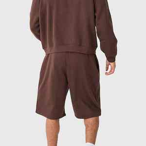2026 <b>Men</b> Summer Solid Color Hoodie <b>Short</b> Set 2 Piece Custom Streetwear Breathable <b>Men's</b> Hoodies <b>Shorts</b> Set Cotton Breathable Set - Product Image 2
