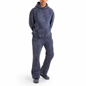 Ensemble de survêtements unisexes de luxe personnalisés en coton uni, grandes tailles, écologiques - Product Image 3