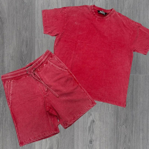 Camiseta sólida de gran tamaño de algodón 100% para hombre, conjunto corto con bolsillo, 2 piezas, pantalón corto de moda con logotipo personalizado, estampado de invierno de secado rápido - Product Image 3