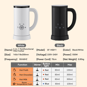 <span class=keywords><strong>Mousseur</strong></span> à <span class=keywords><strong>lait</strong></span> en acier inoxydable avec poignée en PP, 4 modes, <span class=keywords><strong>chauffe</strong></span>-chocolat chaud, 550W, <span class=keywords><strong>chauffe</strong></span>-<span class=keywords><strong>lait</strong></span> et <span class=keywords><strong>mousseur</strong></span> à vapeur à entraînement magnétique pour la cuisine - Product Image 6