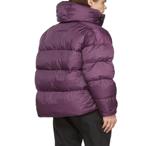 Veste d'hiver épaisse en duvet violet de haute qualité personnalisée avec fermeture éclair et boutons, veste courte pour homme à capuche 2026 - Product Image 3