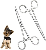 Extracteur de poils pour chat et chien, pince hémostatique, 5 pouces, pince droite incurvée dentelée, pince à poils pour chien