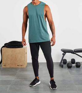 Débardeurs Muscle Fit couleur unie pour hommes débardeurs sans manches 100% coton débardeur pour hommes à logo personnalisé bon marché - Product Image 5