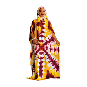 Robe longue tie-dye pour femme, style bohème ample, ourlet asymétrique, manches courtes, imprimé animal, tissée, respirante, décontractée - Product Image 2
