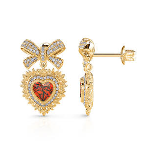 Jeulia Radiant Love Halo Heart Cut Rose Gold Plated Sterling <b>Silver</b> <b>Stud</b> Earrings - Product Image 3