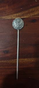 Pasador para Moño de Pelo con Textura de Latón Plateado, Joyería Bohemia, Regalo, Accesorios de Latón para Moño de Pelo para Mujer. - Product Image 2