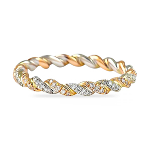 Anillo de Eternidad Trenzado de Oro de 14k con Diamantes, Anillo de Eternidad Trenzado de Oro de 14k en Dos Tonos - Product Image 1