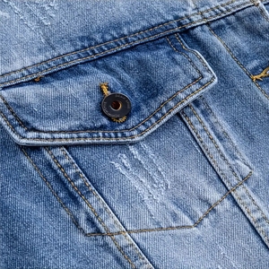 Veste en jean pour homme 100% coton de haute qualité, style vintage, patchs, boutons, lavage à l'acide, logo personnalisé, hiver, écologique, respirante - Product Image 6