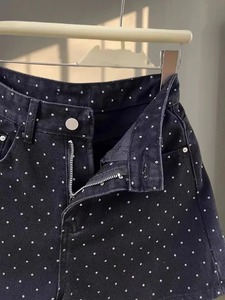 กางเกงยีนส์ขาสั้นสำหรับผู้หญิงกางเกงขาสั้นผ้าฝ้าย100% สำหรับ2025มีสไตล์พิมพ์ลายหินระดับพรีเมี่ยม - Product Image 4