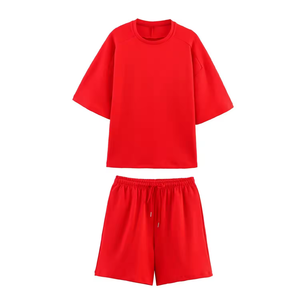 เสื้อยืดแขนสั้นสำหรับผู้ชาย, เซ็ตกีฬาฤดูร้อนทรงสลิมฟิตสไตล์เกาหลี - Product Image 1