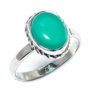 เครื่องประดับแหวนคลาสสิกสำหรับผู้หญิงเครื่องประดับเงินสไตล์ Boho 925เงินสเตอร์ลิงสีเขียวนิลพลอยแฮนด์เมดของขวัญสำหรับภรรยา - Product Image 1