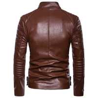 Nouvelle arrivée Veste en cuir pour hommes grande taille col montant veste en cuir à fermeture éclair veste en cuir de moto en PU