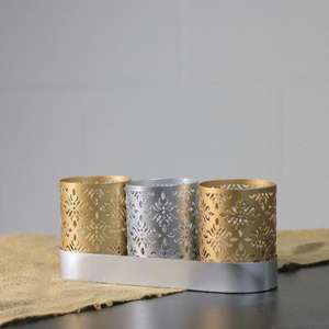 Portavelas votivo de Metal con diseño de corte láser para Pascua, Navidad, decoración de mesa, vela redonda dorada votiva - Product Image 6