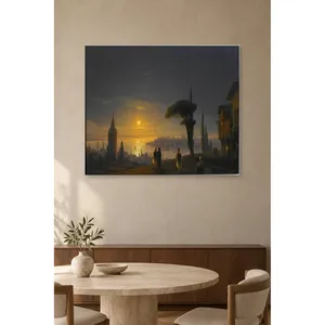 Impression sur toile de Fida Aivazovsky : Tour de Galata et Corne d'Or au clair de lune - Product Image 3