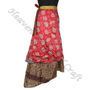 Nuevo Gypsy Hippie Boho Indian Retro Paisley Silk Casual Wrap Indian Vintage Silk Double Layer Reversible Sarong Sari Magic Wrap - Product Image 3